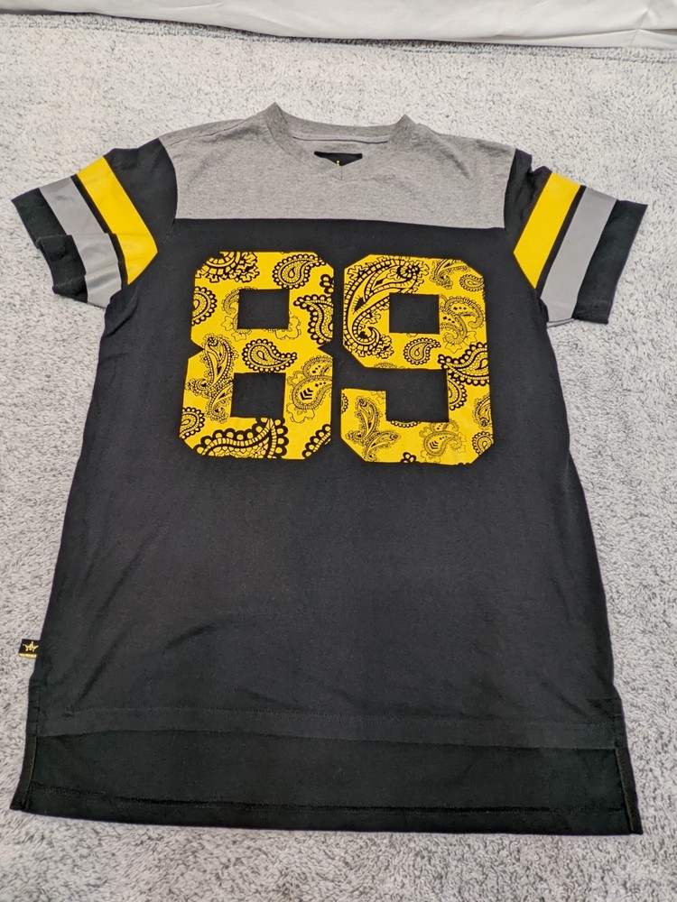 Maxi Milian New York Shirt Jersey Mens Black & Yellow Short Sleeve Paisley Large