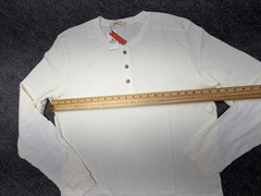 Marine Layer Long Sleeve Henley Shirt Ivory 100% Cotton Custom Dye Mens L NEW