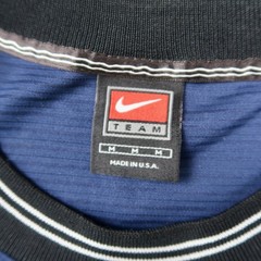Vintage 90s Nike Team Mens Blue Short Sleeve Soccer Shirt Ribbed Swoosh Size M