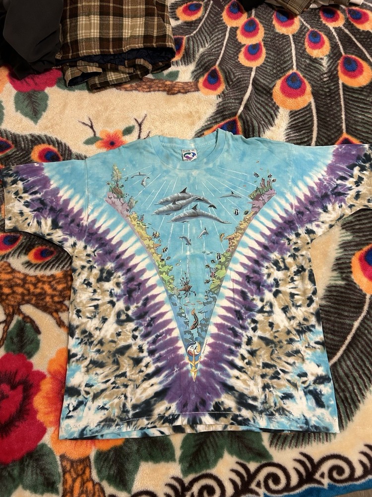 Vintage Tie Dye Liquid Blue T Shirt