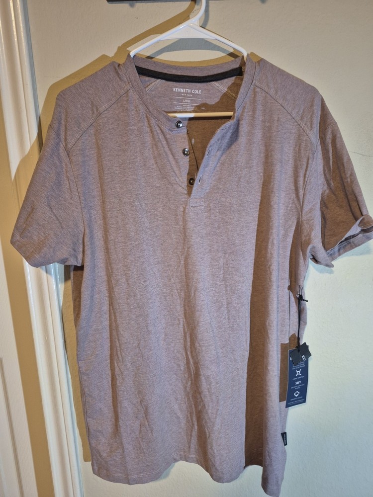 Kenneth Cole New York Techni-Cole Men’s Purple Slim Fit Henley T-Shirt L