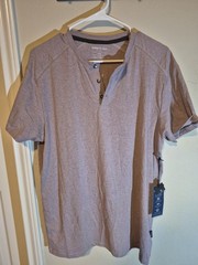 Kenneth Cole New York Techni-Cole Men’s Purple Slim Fit Henley T-Shirt L