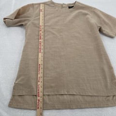 Publish Brand Shirt Mens M Woven Scoop Neck Beige Tan Short Sleeve Snaps Solid