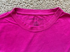 American Eagle Neon Pink Dip Dye Effect Heavy Cotton Pocket Tee Mens T-Shirt L