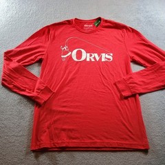 Orvis Mens Bent Rod Santa LS Tee Red Medium NWT Fly Fishing Gorpcore