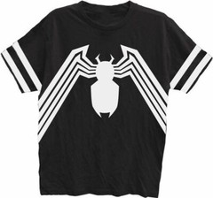 Adult Men’s Marvel Comics Spider-Man Venom Striped Sleeves Black T-Shirt Tee