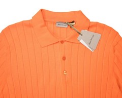 Sartorio Napoli $875 Orange Ribbed Extra Slim Polo Shirt Knit Cotton Jersey L