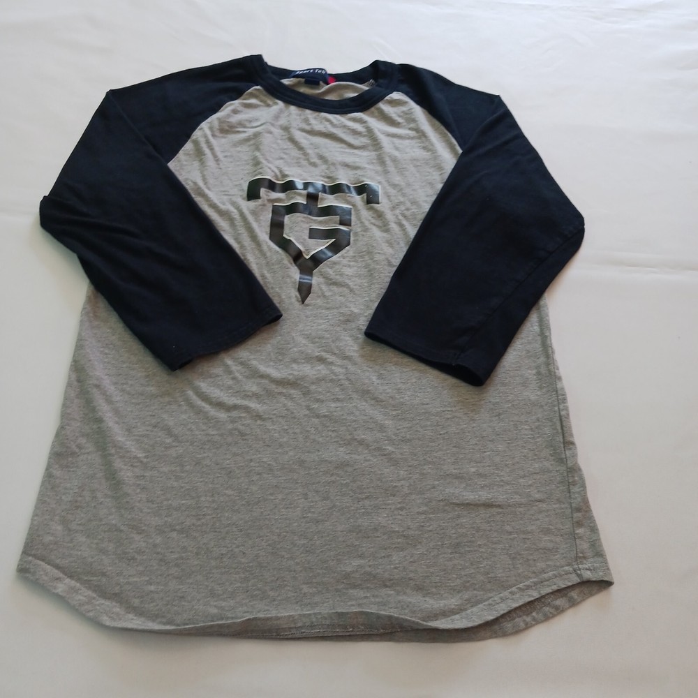 Sport-Tek 3/4 Sleeve Men’s Gray & Blue Cotton Reglan T-Shirt Size XS RN#90836