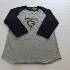 Sport-Tek 3/4 Sleeve Men’s Gray & Blue Cotton Reglan T-Shirt Size XS RN#90836