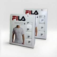 New FILA Men 4 Pack Cotton Crew Neck T-Shirts Ultra Soft Classic Tee Size M L XL