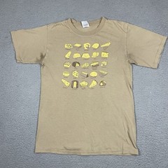 Vintage Cheese T Shirt Adult Small Brown Distressed Yellow Variety Brie Rare Vtg