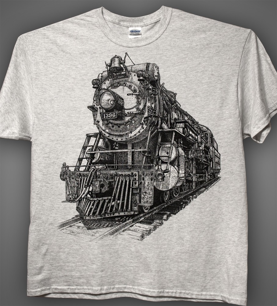 Steam Train Ash Grey T-shirt — Crescent Limited Ps-4 Locomotive #1396