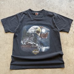 Vintage Harley Davidson Shirt Adult Large Biker Motorcycle Eagle Wolf Nature M