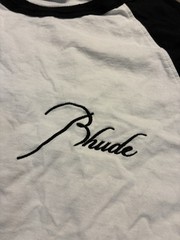Rhude Raglan T-Shirt Men’s Size M Short Sleeve Embroidered Logo White Black