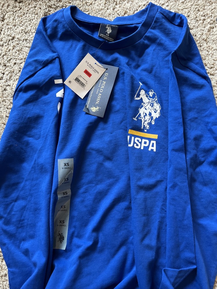 USPA POLO L/S Graphic T-SHIRT~Blue SZ XS