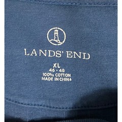 Lands End Mens XL Blue Ribbed Long Sleeve Henley Shirt 100% Cotton Casual Top
