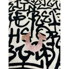 TRUE RELIGION Graffiti Print Graphic T Shirt White Black Metallic Horseshoe M