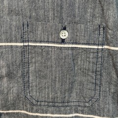 Modern Culture Mens Short Sleeve Button-Up Shirt Gray White Stripe Size L Casual