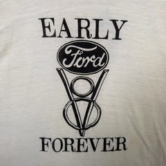 True Vintage Ford Shirt Small White 70s Ringer Motor Sports V8 Racing Car Brand
