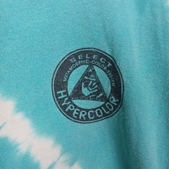 Vintage Thrashed Hypercolor T Shirt Mens Large Turquoise Tye Dye Logo Round Neck