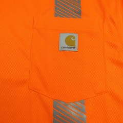 Carhartt Shirt Mens Medium Bright Orange Reflective Class 2 R Tech Performance