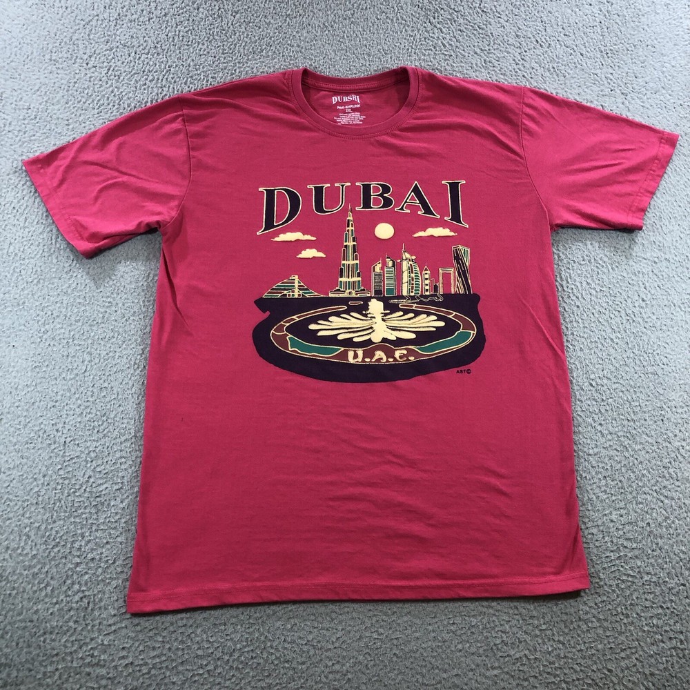 dubai t shirt Men’s 2XL Pink Graphic Print UAE