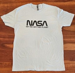 NASA Get Me Off This Planet T-Shirt LARGE baby blue New w/tags.