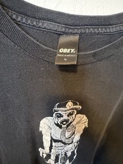 Vintage Obey Guy On Bike Gas Mask Shirt Large Y2K Grunge Bicycling Black BG6