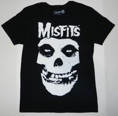 Rock Band Misfits Classic Skull With Logo Black Tee Shirt New