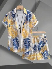 Men Summer Outfit 2-Piece Set Short Sleeve T-Shirt and Shorts Sweatsuit Set