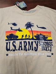 .= 7.62 US Army Men T-Shirt Sandbox Party Logo Large Cream Clr Preshrunk Cotton