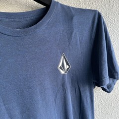 Volcom Men’s Medium Short Sleeve Graphic Tshirt Stone Logo Blue Crew Neck