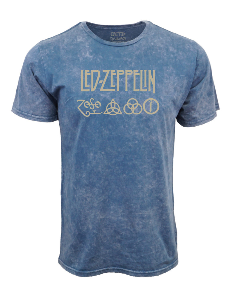 LED ZEPPELINSZOSO LOGO VINTAGE WASH BLUE T SHIRT
