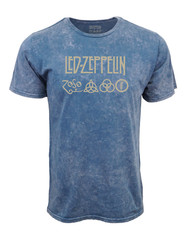 LED ZEPPELINSZOSO LOGO VINTAGE WASH BLUE T SHIRT