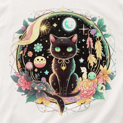 Moon Phases Crystal Witchy Black Cat Shirt Kawaii Pastel Goth Tee
