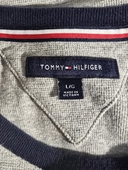 VTG Tommy Hilfiger Raglan Shirt Men’s L Gray Blue Y2K Skater Grunge Waffle