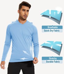 Men’s Outdoor Sun Block T-Shirt UPF 50+ Skin Protection Hiking Sport Hoodie Tops