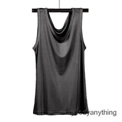 Men’s 100% Silk Tank Tops Crew Collar Sleeveless T-Shirt Knitted Undershirt Tops
