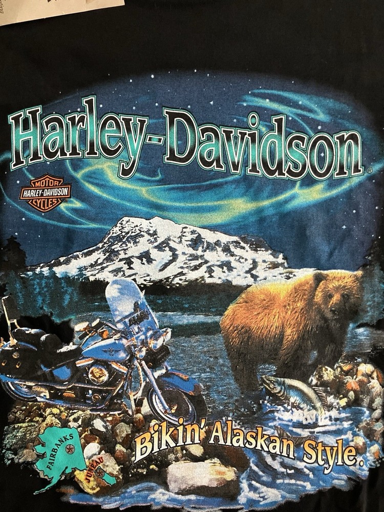 Vintage Harley Davison Fairbanks Alaska Northern Most Out Post 90s Polar Bear