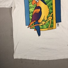 VINTAGE Parrot Shirt Mens Large White Birds Outdoors Casual Soft Cotton 1548