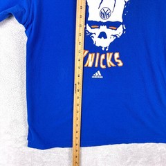 Adidas New York Knicks Tshirt Mens L Blue Basketball Skull Metal NBA Streetwear