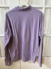 PANGAIA Men’s M Purple Organic Cotton Knit Mock Neck Long Sleeve Logo Tee