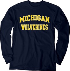 Blue 84 Mens Michigan Wolverines Long Sleeve T-Shirt Arched Team Color Team