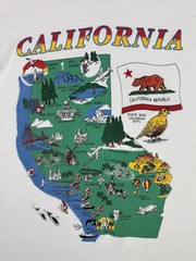 Vintage 90’s California Republic USA Map Art Logo Nature Drawing Color XL White
