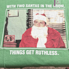 The Office Mens XL Green Two Santas Michael Christmas Holiday Graphic TShirt NEW