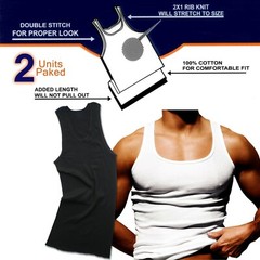 2 Pack New Men’s A-Shirts Cotton Ribbed Tank Top Wife Beater Muscle Undershirts