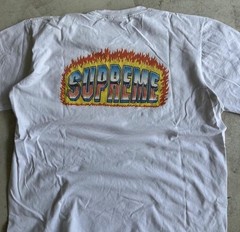 Supreme Streetwear Skater Graphic Chrome Flames Tee Size Medium