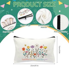 HUFAND Graduation Gifts for Teachers 6 Pack Canvas Tote Bags with Makeup Pou…