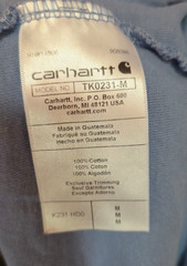 Carhartt K231 HD0 Loose Fit Size Med Gr Sleeve Spellout Logo L/S T-Shirt Lt Blue