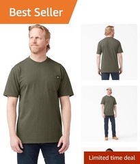 Dickies Mens Heavyweight Crew Neck Pocket T Shirt Military Green Large